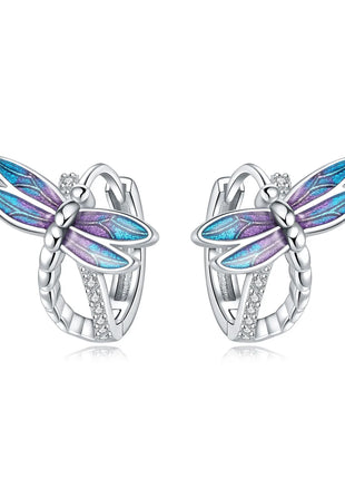 925 Sterling Silver Exquisite Dragonfly Earrings Jewelry Versatile Hoop Earrings For Women Jewelry Fine Birthday Party Gifts