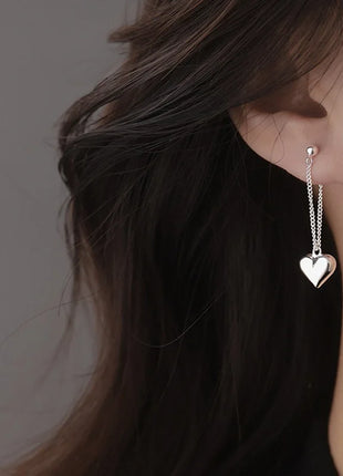 925 Sterling Silver Earrings For Women Fashion Korean Heart Chain  Drop Earring Jewelry Prevent Allergy Party Accessories Gifts