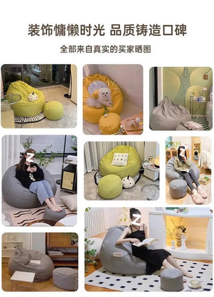 Lazy Sofa Bean Bag Living Room Tatami Lounge Chair Modern Simple Cotton Linen Sofa Bedroom Chair Giant Bean Bag