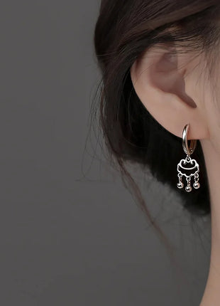 925 Silver Hot Sale Korean Geometric Hoop Earrings Simple Temperament Exquisite Hot Semale Sexy Longevity Lock Jewelry Gift