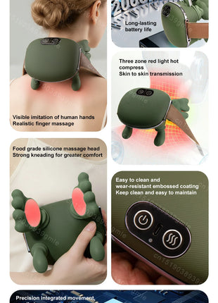 Bionic Neck Shoulder Massager Heated Back Massagers Electric Kneading Muscles Massage Pillow Neck Waist Leg Body ﻿3-Level Modes