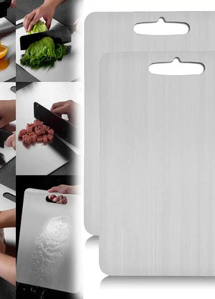 Titanium Cutting Boards for Kitchen Stainless Board 304 Steel Thickened Double Sided Food Grade Portable Fruit Meat Chopping