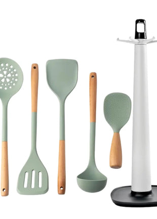 NEW Silicone Spatula Non Stick Pan Wooden Handle Silicone Vegetable Heat-resistant Silicone Cooking Spatula Spoon Kitchen tool