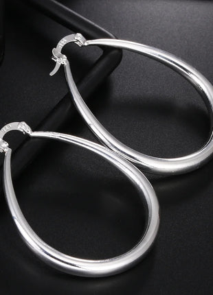 925 Sterling Silver 41MM Smooth Circle Big Hoop Earrings For Women Fashion Party Wedding Accessories Jewelry Christmas Gifts