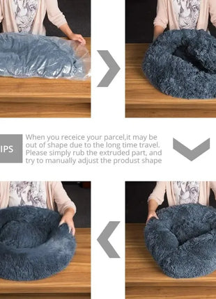 Super Soft Pet Cat Bed Plush Full Size Washable Calm Bed Donut Bed Comfortable Sleeping Artifact Suitable For All Kinds Of Cats