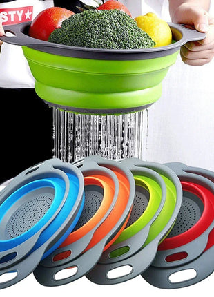 Silicone Folding Drain Basket Fruit Vegetable Washing Basket Foldable Strainer Colander Collapsible Drainer Kitchen Storage Tool