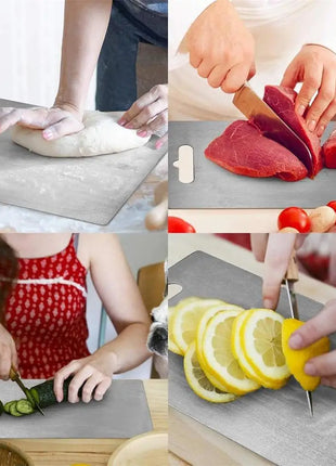 Titanium Cutting Boards for Kitchen Stainless Board 304 Steel Thickened Double Sided Food Grade Portable Fruit Meat Chopping