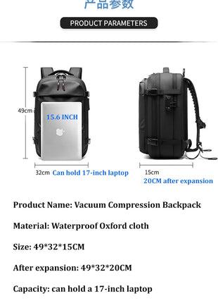 Men Travel Backpack vacuum compression Laptop Backpack 17 inch Extended Large Capacity school Backpack Hiking Business backpack