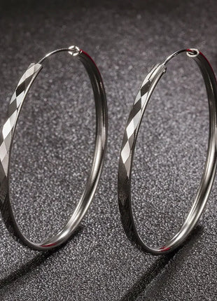 Fine 925 Sterling Silver Luxury 5CM Big Circle Hoop Earrings for Women Charms Original Designer Party Wedding Jewelry Gifts