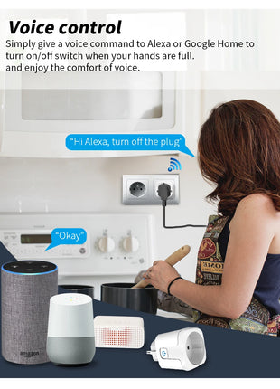 Tuya Wifi Plug 20A Smart Socket EU with Power Monitor Function Smart Life App Remote Control Outlet Works with Alexa Google Home