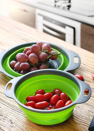 Silicone Folding Drain Basket Fruit Vegetable Washing Basket Foldable Strainer Colander Collapsible Drainer Kitchen Storage Tool
