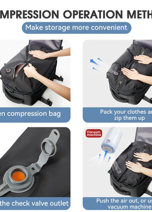 Vacuum Backpack Travel Bag for Men Large Capacity Backpack Business Laptop Backpack Women Men Expandable Backpack School Bag
