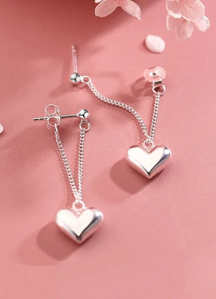 925 Sterling Silver Earrings For Women Fashion Korean Heart Chain  Drop Earring Jewelry Prevent Allergy Party Accessories Gifts