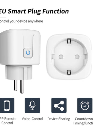 Tuya Wifi Plug 20A Smart Socket EU with Power Monitor Function Smart Life App Remote Control Outlet Works with Alexa Google Home