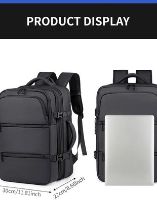 Men's Backpack for Business Trips, Large Capacity, Expandable, Multifunctional Vacuum Compression Travel Backpack for Men