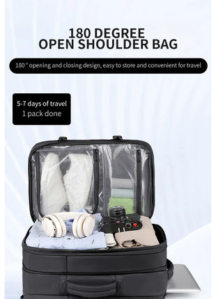 Men's Backpack for Business Trips, Large Capacity, Expandable, Multifunctional Vacuum Compression Travel Backpack for Men