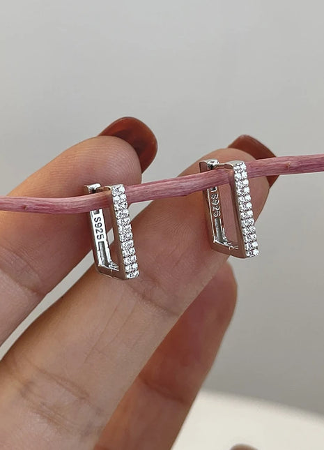 925 Sterling Silver Earrings Geometric zircon Earrings For Women Gift Earings Fashion Jewelry Gift