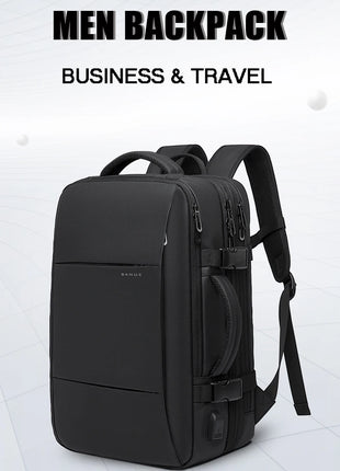 BANGE Travel Backpack Men Business Backpack School Expandable USB Bag Large Capacity 17.3 Laptop Waterproof Fashion Backpack