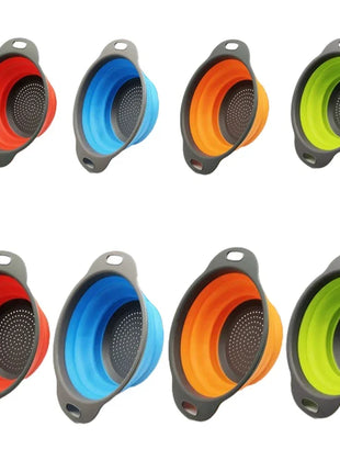 Silicone Folding Drain Basket Fruit Vegetable Washing Basket Foldable Strainer Colander Collapsible Drainer Kitchen Storage Tool