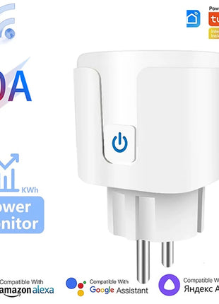 Tuya Wifi Plug 20A Smart Socket EU with Power Monitor Function Smart Life App Remote Control Outlet Works with Alexa Google Home