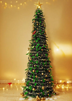 150 Cm Retractable Christmas Tree Foldable Plastic Telescopic Eco Friendly Pet Home Party Decoration Living Room Bedroom Room