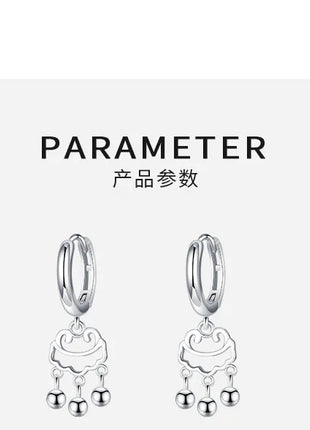 925 Silver Hot Sale Korean Geometric Hoop Earrings Simple Temperament Exquisite Hot Semale Sexy Longevity Lock Jewelry Gift