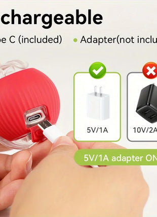 Cat Interactive Ball Toy, Automatic Rolling Ball with Tail, Rechargeable Smart Pet Interactive Toy, Intelligent Mouse for Cat