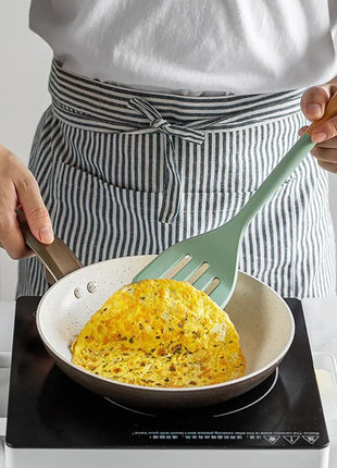 NEW Silicone Spatula Non Stick Pan Wooden Handle Silicone Vegetable Heat-resistant Silicone Cooking Spatula Spoon Kitchen tool