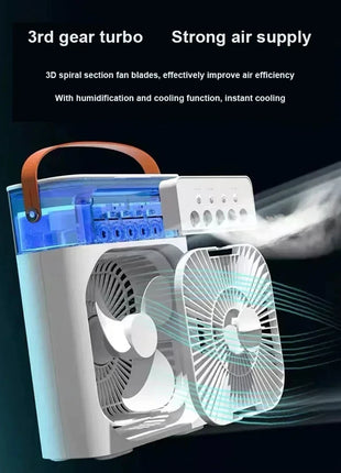 New 3 In 1 Fan AIr Conditioner Household Mini Air Cooler LED Night Light Portable Humidifier Air Adjustment Fan Office Home Fan