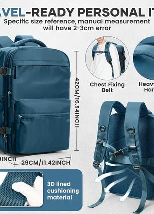 Vacuum backpack with pump for travel, air compression vacuum system, boarding, carry on luggage, and strong sealed airbags for t