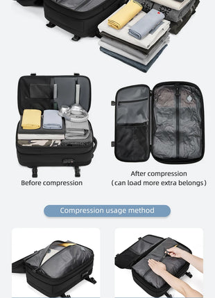 Men Travel Backpack vacuum compression Laptop Backpack 17 inch Extended Large Capacity school Backpack Hiking Business backpack