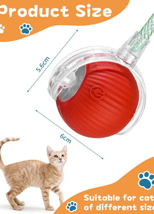 Cat Interactive Ball Toy, Automatic Rolling Ball with Tail, Rechargeable Smart Pet Interactive Toy, Intelligent Mouse for Cat