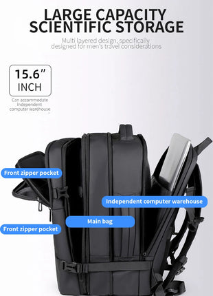 Men's Backpack for Business Trips, Large Capacity, Expandable, Multifunctional Vacuum Compression Travel Backpack for Men