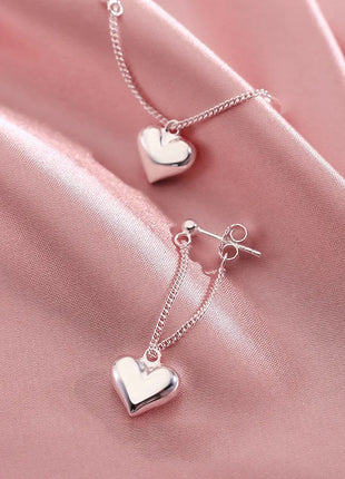925 Sterling Silver Earrings For Women Fashion Korean Heart Chain  Drop Earring Jewelry Prevent Allergy Party Accessories Gifts