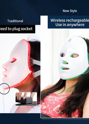 Rechargeable Facial LED Mask 7 Colors LED Photon Beauty Mask Skin Rejuvenation Home Face Lifting Whitening Skin Care Beauty Mask