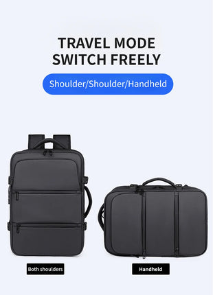 Men's Backpack for Business Trips, Large Capacity, Expandable, Multifunctional Vacuum Compression Travel Backpack for Men