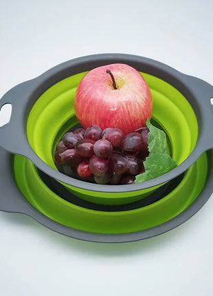 Silicone Folding Drain Basket Fruit Vegetable Washing Basket Foldable Strainer Colander Collapsible Drainer Kitchen Storage Tool