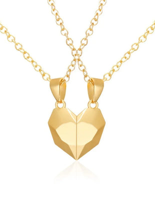 2Pcs/Set Fashion Couple Necklace Couple Heart Magnetic Necklace Heart Combination Pendant Wedding Necklaces Anniversary Gifts