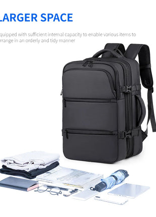 Men's Backpack for Business Trips, Large Capacity, Expandable, Multifunctional Vacuum Compression Travel Backpack for Men