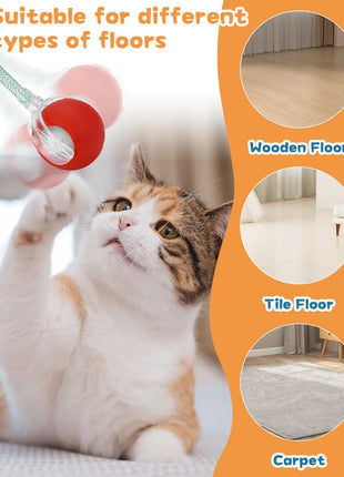 Cat Interactive Ball Toy, Automatic Rolling Ball with Tail, Rechargeable Smart Pet Interactive Toy, Intelligent Mouse for Cat