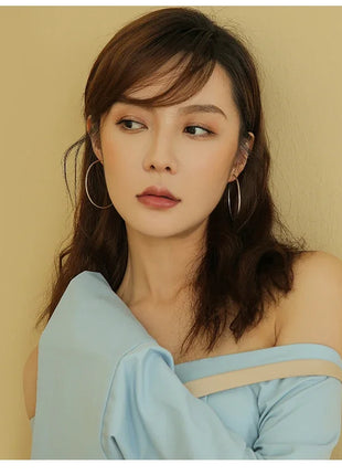 Women 100% 925 sterling silver Hoop Earring Round Circle Loop Gifts Box Packing Simple Silver Hoop Earrings Piercing