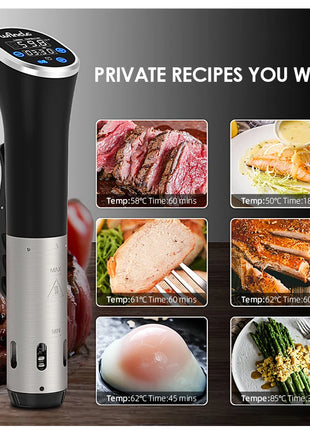 Wancle 1100W Sous Vide Cooker LCD Touch Immersion Circulator Accurate Cooking IPX7 Waterproof Vacuum Cooker with Digital Display