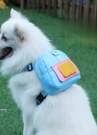 Pet Self Backpack Pet Self-backpack Cartoon Dog Chest Small Schoolbag Cat Dog Outdoor Travel Dog Backpack Pet Supplies Wholesale