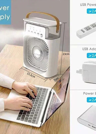 New 3 In 1 Fan AIr Conditioner Household Mini Air Cooler LED Night Light Portable Humidifier Air Adjustment Fan Office Home Fan