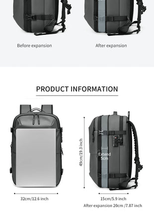 Men Travel Backpack vacuum compression 17 inch Laptop Backpack Business Large Capacity school Backpack Expanded Hiking backpack