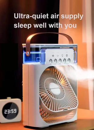 New 3 In 1 Fan AIr Conditioner Household Mini Air Cooler LED Night Light Portable Humidifier Air Adjustment Fan Office Home Fan