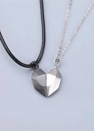 2Pcs/Set Fashion Couple Necklace Couple Heart Magnetic Necklace Heart Combination Pendant Wedding Necklaces Anniversary Gifts