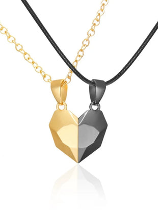2Pcs/Set Fashion Couple Necklace Couple Heart Magnetic Necklace Heart Combination Pendant Wedding Necklaces Anniversary Gifts