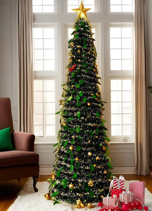 5 Ft Retractable Christmas Tree Foldable Plastic Telescopic Eco Friendly Pet Home Party Decoration Living Room Bedroom Room