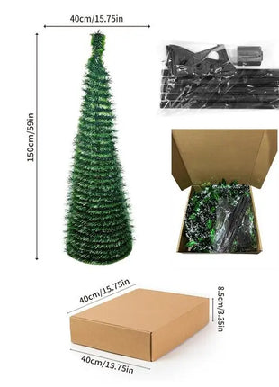5 Ft Retractable Christmas Tree Foldable Plastic Telescopic Eco Friendly Pet Home Party Decoration Living Room Bedroom Room